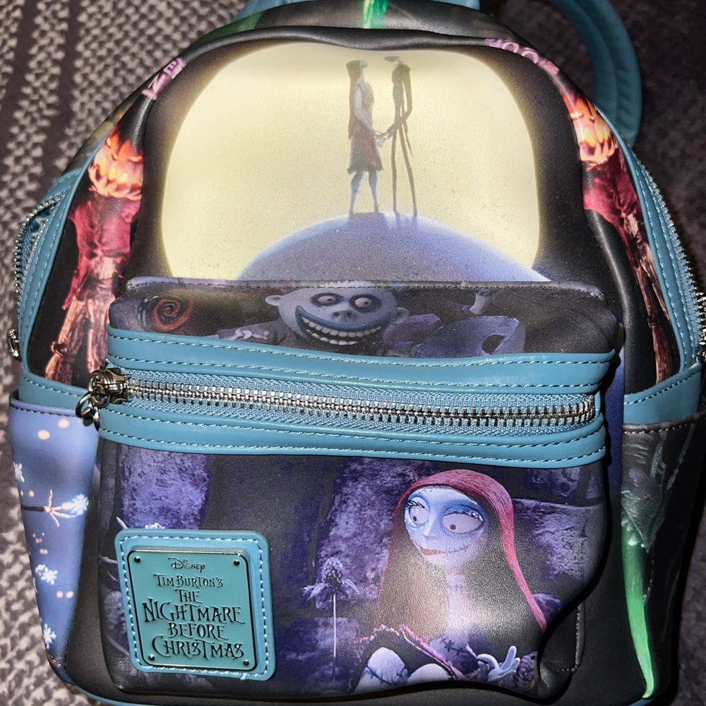Disney Blue and White Jack Skellington Patterned Backpack